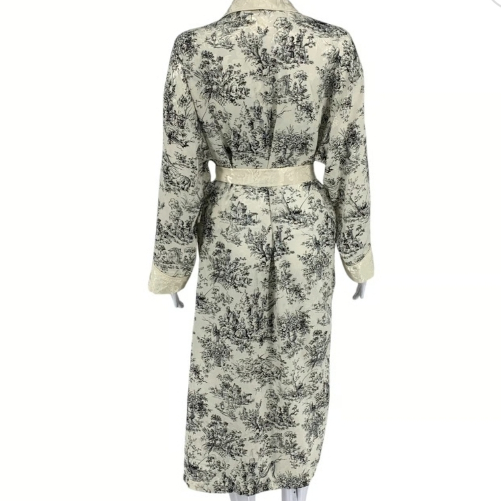 Vintage Victoria's Secret Gold Label Chinoiserie Printed Damask Satin Robe - Picture 3 of 9